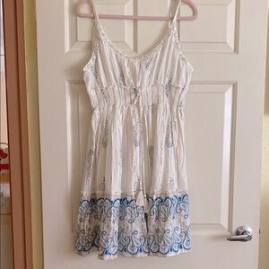 NWOT ananta Elegant White and Blue Midi Dress